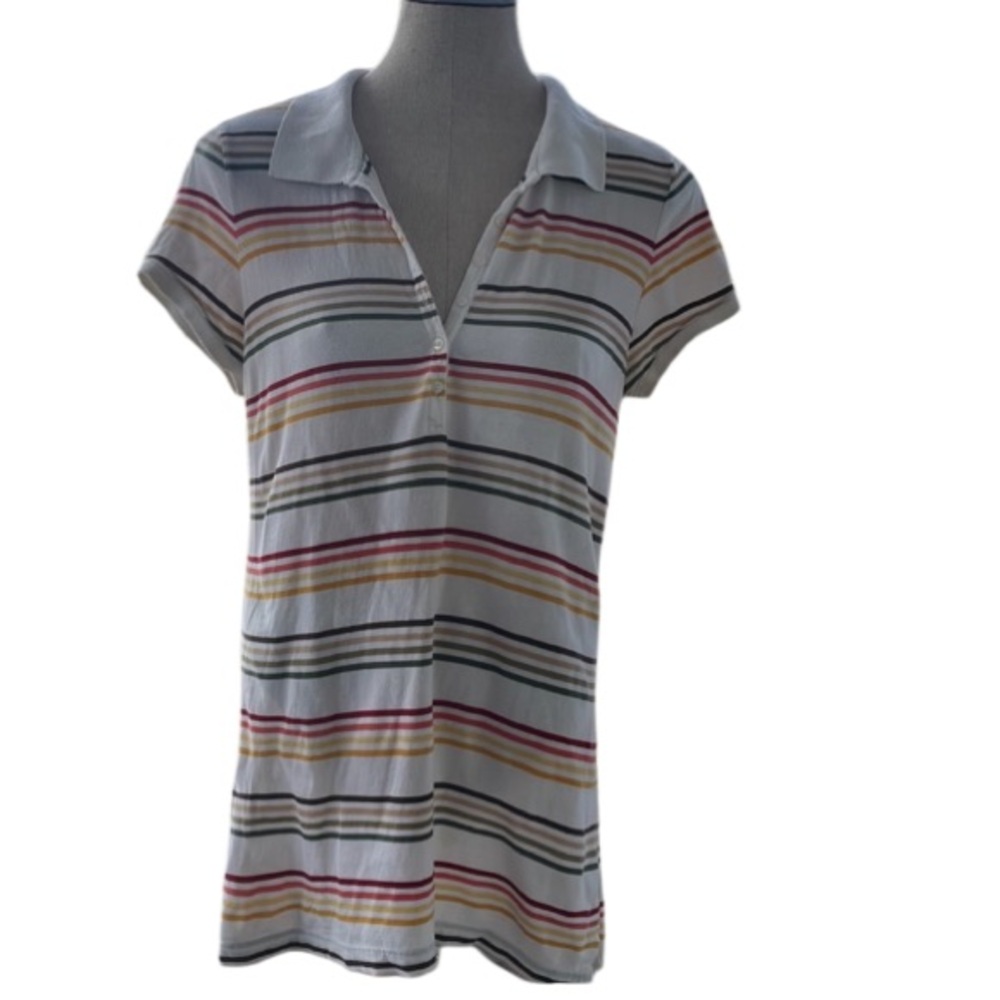 Aeropostale top striped short sleeve collar cotton polo shirt size XL women’s